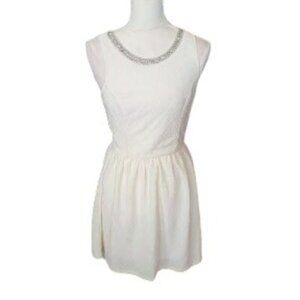 Dainty Hooligan Cream Colored Sleeveless Evening Dress with‎ Embellishment
